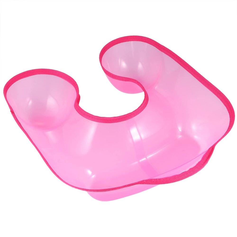 Healifty Salon Hair Neck Pad Drain Plastic Perming PVC Washing Perm Barbershop Wash Tools Sink Hairdresser Water Cover Tub with Pink Dye Hair Bowl Trays DIY Holder Cutting Removable Color