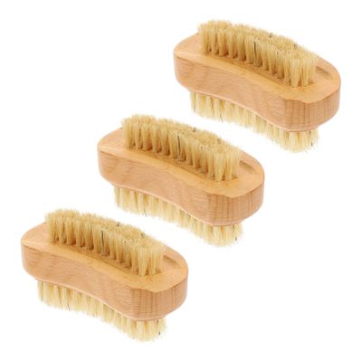COHEALI Wooden Nail Brush Set 3pcs Portable Nail Scrubbers Fingernail Brush for Daily Use Manicure Supply
