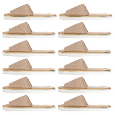 Healifty 6 Pairs Non Slip House Slippers Bulk Disposable Hotel for Guests Spa Toe Sandals Unisex Portable Home Use