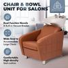 Buy-Rite Icon Shampoo Backwash Unit for Salons & Barbers, Extra Wide Seat, Tilting Porcelain Sink, Lumbar Support, Camel Vinyl Upholstery, YLG-192-BW, White Bowl view 2