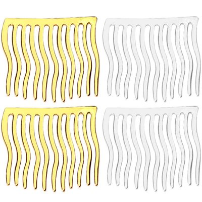 LALAFINA Small Bridal Side Silver Wedding Metal Accessories Girls Combs Clips Teeth for Clip Veil Fine French Comb Decorative Flexible Gold Women Hair