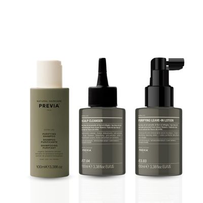 Previa Extralife Anti-Dandruff Scalp Treatment Kit, Purifying Shampoo, Scalp Cleanser and Leave-In Lotion, 3.38 Floz each