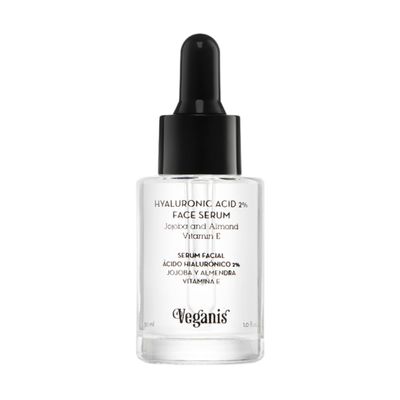 VEGANIS Hyaluronic Acid 2% Face Serum  Anti-Aging Hydrating Formula with Jojoba, Almond Oil & Vitamin E  Smooths Fine Lines & Restores Firmness  1.0 Fl Oz