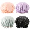 Tbestmax 4 Pcs Shower Caps Hat for Women and Girl, Reusable Waterproof Bath Cap Double Waterproof Layers view 1