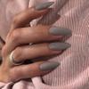 Gray Press on Nails Medium Stiletto Almond,KQueenest Pure Color Acrylic Nails Kit Reusable Fake Nails with Feature Protective UV Coating for Women Nail Art Manicure in 24PCS view 1