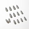 Gray Press on Nails Medium Stiletto Almond,KQueenest Pure Color Acrylic Nails Kit Reusable Fake Nails with Feature Protective UV Coating for Women Nail Art Manicure in 24PCS view 3