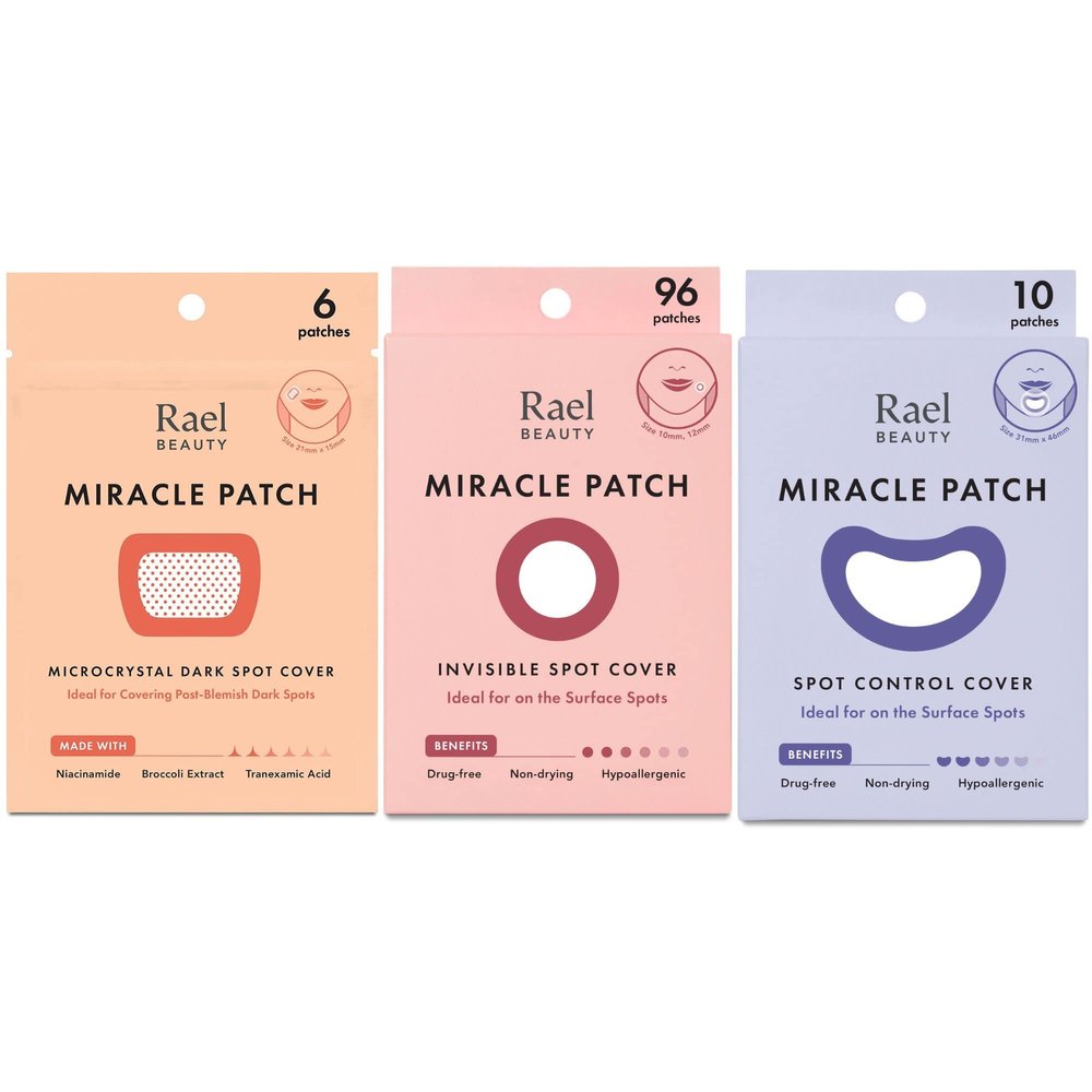 Rael Miracle Bundle - Microcrystal Dark Spot Cover (6 Count), Invisible Spot Cover (96 Count), Spot Control Cover (10 Count)