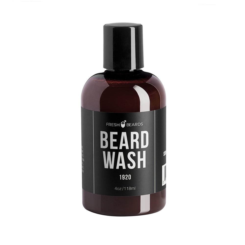 Fresh Beards 1920 Beard & Mustache Wash for Men - Classic Barbershop Scent - Soothing Anti-Itch Shampoo & Softener for Healthy Beard Growth and Dandruff Prevention