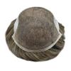 Toupee For Men Replacement Systems PU Skin With Swiss Lace Men Toupee Bleached Knots Natural Hairline Men Hairpiece (7X9"-100% light to medium density, 740 7# VERY LIGHT BROWN +40% Sythetic Grey) view 4