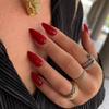KQueenest Red Press on Nails Medium Almond Stiletto, Acrylic Fake Nails Set, Acrylic Nails Press ons Almond, Reusable Soft Gel Glue on Nails for Women New Year with Protective UV Coating24 Pcs view 1