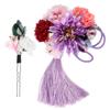 LALAFINA 2pcs Japanese Style Flower Tassel Hair Combs for Brides Elegant Bridal Accessories for Weddings and Special Occasions Charming Hairpins to Your Look view 1
