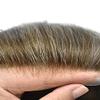 Toupee For Men Replacement Systems PU Skin With Swiss Lace Men Toupee Bleached Knots Natural Hairline Men Hairpiece (7X9"-90% light density, 720 7# VERY LIGHT BROWN +20% Sythetic Grey) view 3