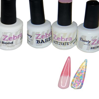 2 Color Dip Powder Starter Kit (2 Color Dip Powder Starter Kit (#10 Blushing Petals PT12 & Birthday Cake DP615 Dainty (No Odor)Liquids)