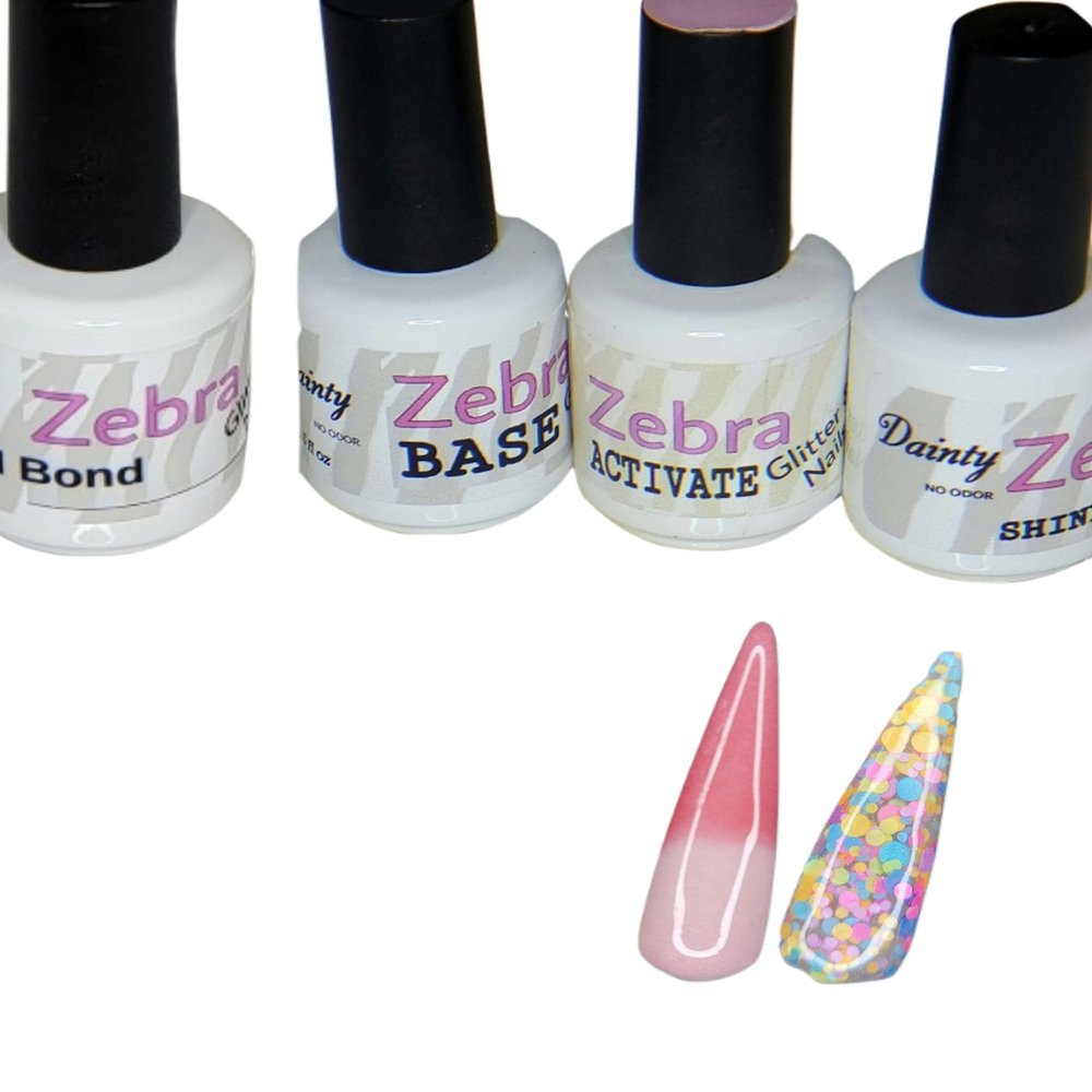 2 Color Dip Powder Starter Kit (2 Color Dip Powder Starter Kit (#10 Blushing Petals PT12 & Birthday Cake DP615 Dainty (No Odor)Liquids)