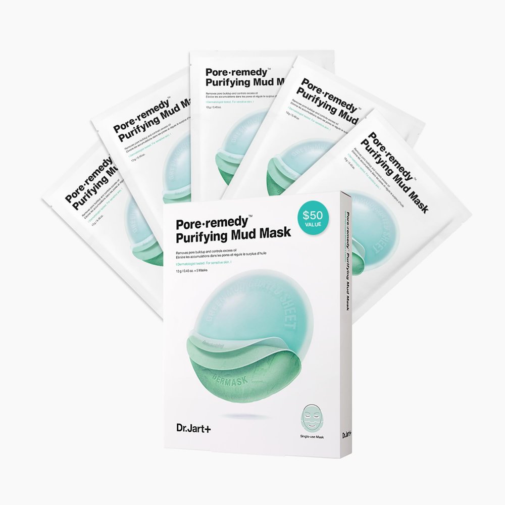 Dr.Jart+ Pore Remedy Purifying Mud Korean Face Mask | Sheet Mask | Korean Skin Care, 5 Pack