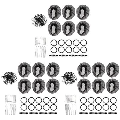 KALLORY 3sets Hair Donut Bun Maker with Invisible Hair Nets Elastic Bands and Hairpins for Dancing Cooking and Gymnastics