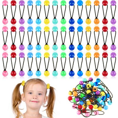 36 Pieces Hair Ties Balls Ponytail Holders Colorful Twin Bead Ponytail Balls 80s 90s Elastic Hair Accessories for Baby Kid(20 mm,Colorful)