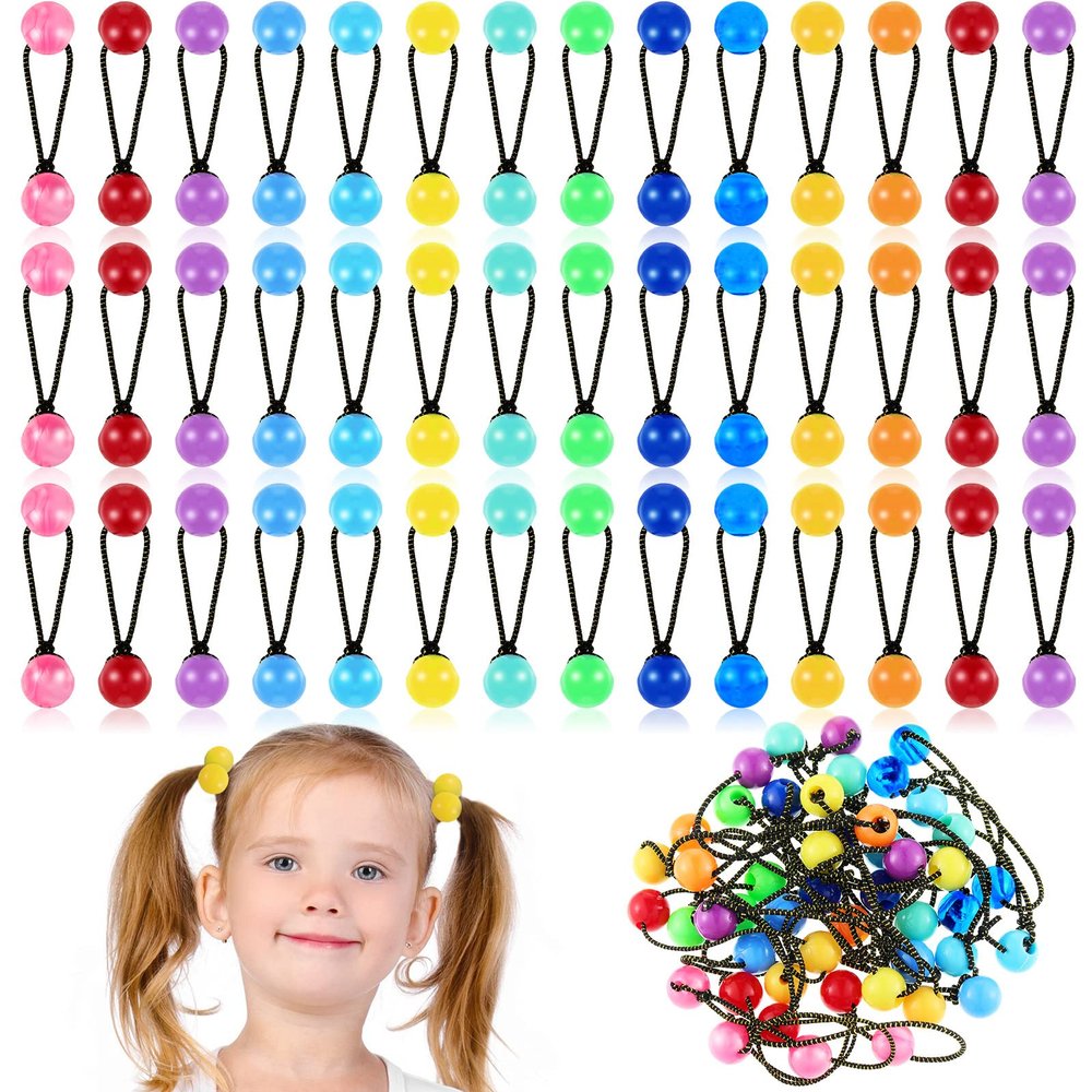 36 Pieces Hair Ties Balls Ponytail Holders Colorful Twin Bead Ponytail Balls 80s 90s Elastic Hair Accessories for Baby Kid(20 mm,Colorful)