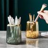 Lebenrich Makeup Brush Holder Organizer for Vanity, Acrylic Gold Make Up Brushes Holders Container Storage Cup with Striped Design for Bathroom Countertop, Pen Pencil Holder Cosmetic Cup for Desk view 4
