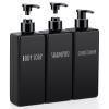 Segbeauty Plastic Square Soap Dispenser Black, 3pcs 16.9oz Refillable Shampoo and Conditioner Bottles, 500ml Empty Reusable Pump Bottle Bathroom Shower Dispenser Set for Body Wash Liquid Gel Lotion view 1