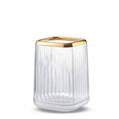 Makeup Brush Cup Holder Organizer for Vanity, Acrylic Clear Make Up Brushes Holders Container Storage with 3 Colors Available, Pen Pencil Holder Cosmetic Cup for Office Desktop Bathroom Countertop