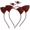 ABOOFAN Girl Scrunchies 2Pcs Valentines Day Headband Glitter Heart Cat Ear Hair Hoop Party Photo Props for Women Gifrl Heart Decor view 1