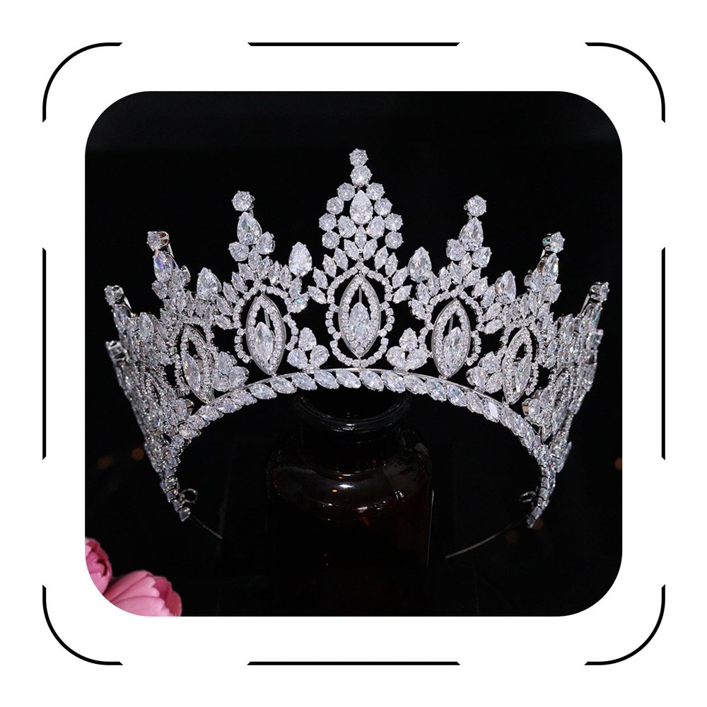 Jorsnovs Luxury Cubic Zirconia Tall Wedding Crowns for Women Bridal Large Tiara CZ Quinceanera Queen Pageant Hair Accessories