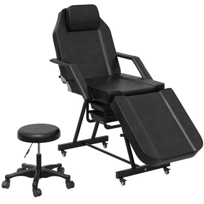 LOUVIXA Tattoo Chair, Adjustable Facial Chair 73 Inch Salon Bed with Hydraulic Stool for Professional Massage Beauty Spa (Black)
