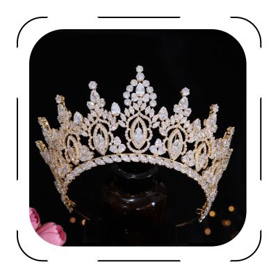 Jorsnovs Luxury Cubic Zirconia Tall Wedding Crowns for Women Bridal Large Gold Tiara CZ Quinceanera Pageant Hair Accessories