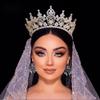 Jorsnovs Luxury Cubic Zirconia Tall Wedding Crowns for Women Bridal Large Gold Tiara CZ Quinceanera Pageant Hair Accessories view 3