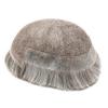 Toupee For Men Replacement Systems PU Skin With Swiss Lace Men Toupee Bleached Knots Natural Hairline Men Hairpiece (8X10"-100% light to medium density, 580 5# MEDIUM LIGHT BROWN+80% Sythetic Grey) view 4