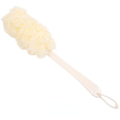 ASHBO Long Bath Ball Sponge Bath Flower Long Handle with Handle Adult Scrub Towel exfoliating Skin Keratin Bath Ball Brush Beige