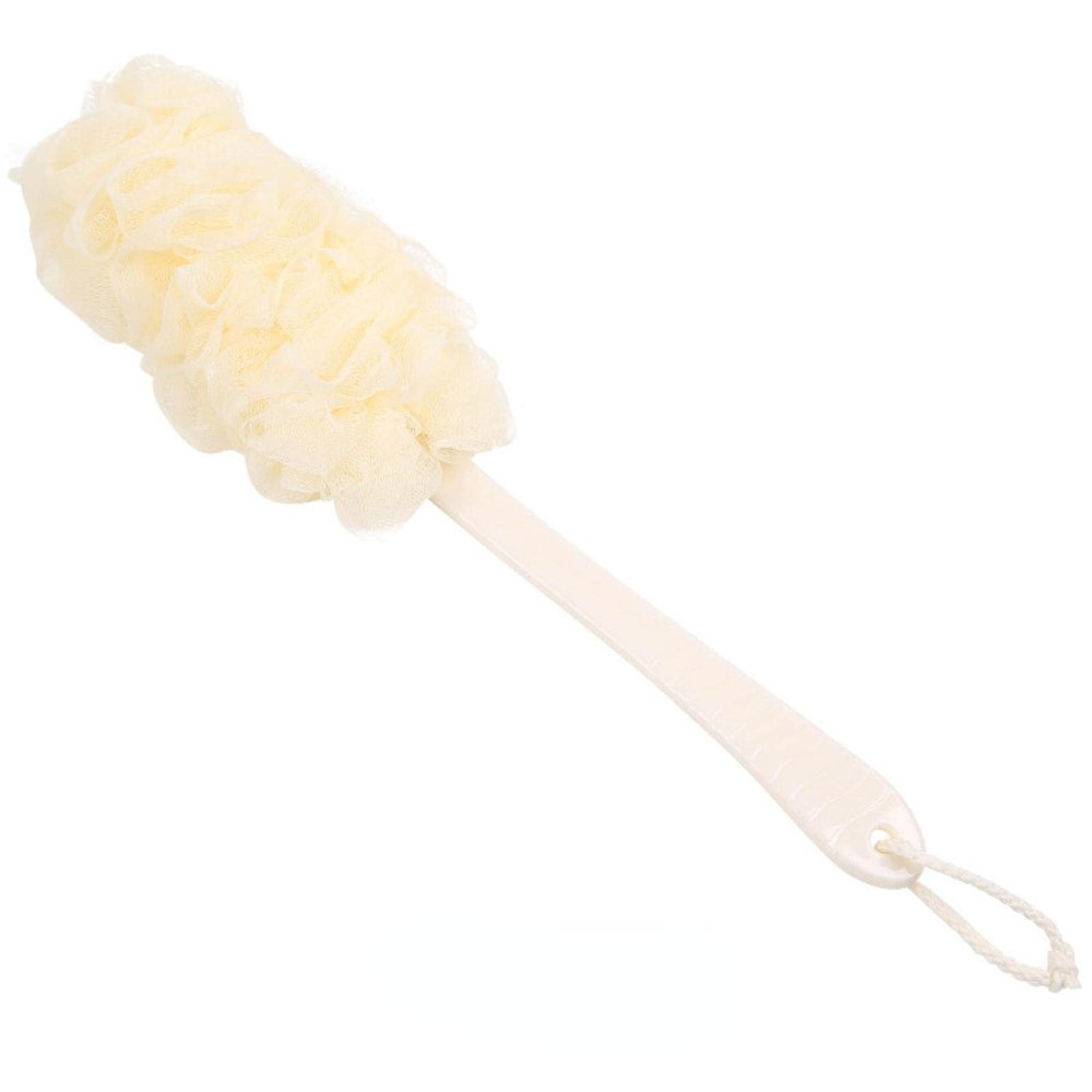 ASHBO Long Bath Ball Sponge Bath Flower Long Handle with Handle Adult Scrub Towel exfoliating Skin Keratin Bath Ball Brush Beige