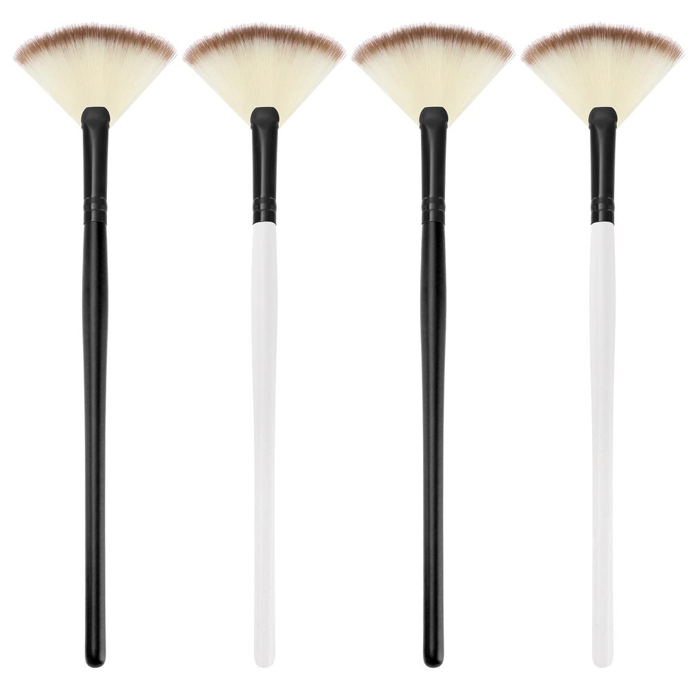4 Pcs Facial Brushes Fan Mask Brushes, Soft Facial Applicator Brushes Tools for Peel Glycolic Mask Makeup