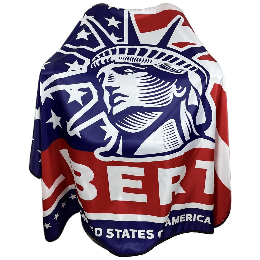 Pelocapa Barber Cape for Men, Haircut Cape Snap Closures, Professional Large Water-Resistant Hairdressing Gown for Hairstylist- 63 56(American Flag Pattern)
