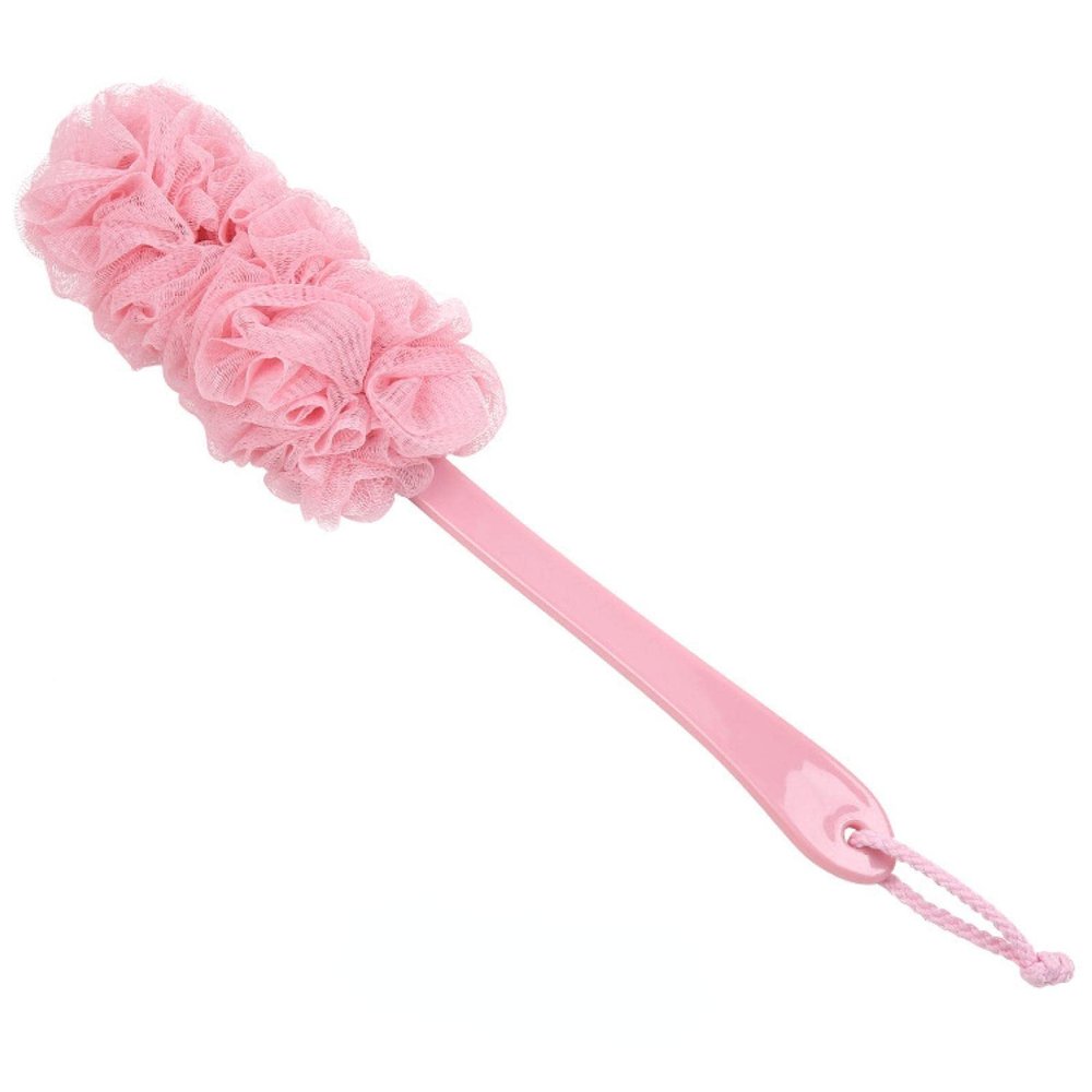 ASHBO Long Bath Ball Sponge Bath Flower Long Handle with Handle Adult Scrub Towel exfoliating Skin Keratin Bath Ball Brush Pink