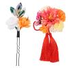LALAFINA Kimono Pin Women Tassel Hairpins Fit Flower Picks Style Bride Stylish Design Fake Sticks For Decor Hair Comb Hanfu Side Japanese Combs Yukata Kanzashi Tsumami Accessories Insert view 1
