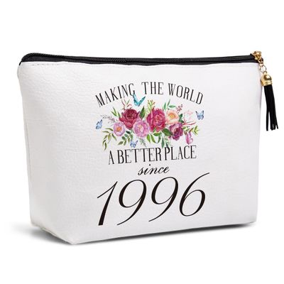 30th Birthday Gifts for Women Friendship Best Friend Gift Ideas for Women Wife Sister Bestie Funny Makeup Bag Travel Toiletries Bags Making the World A Better Place Since 1996 Bday Gift from Mom