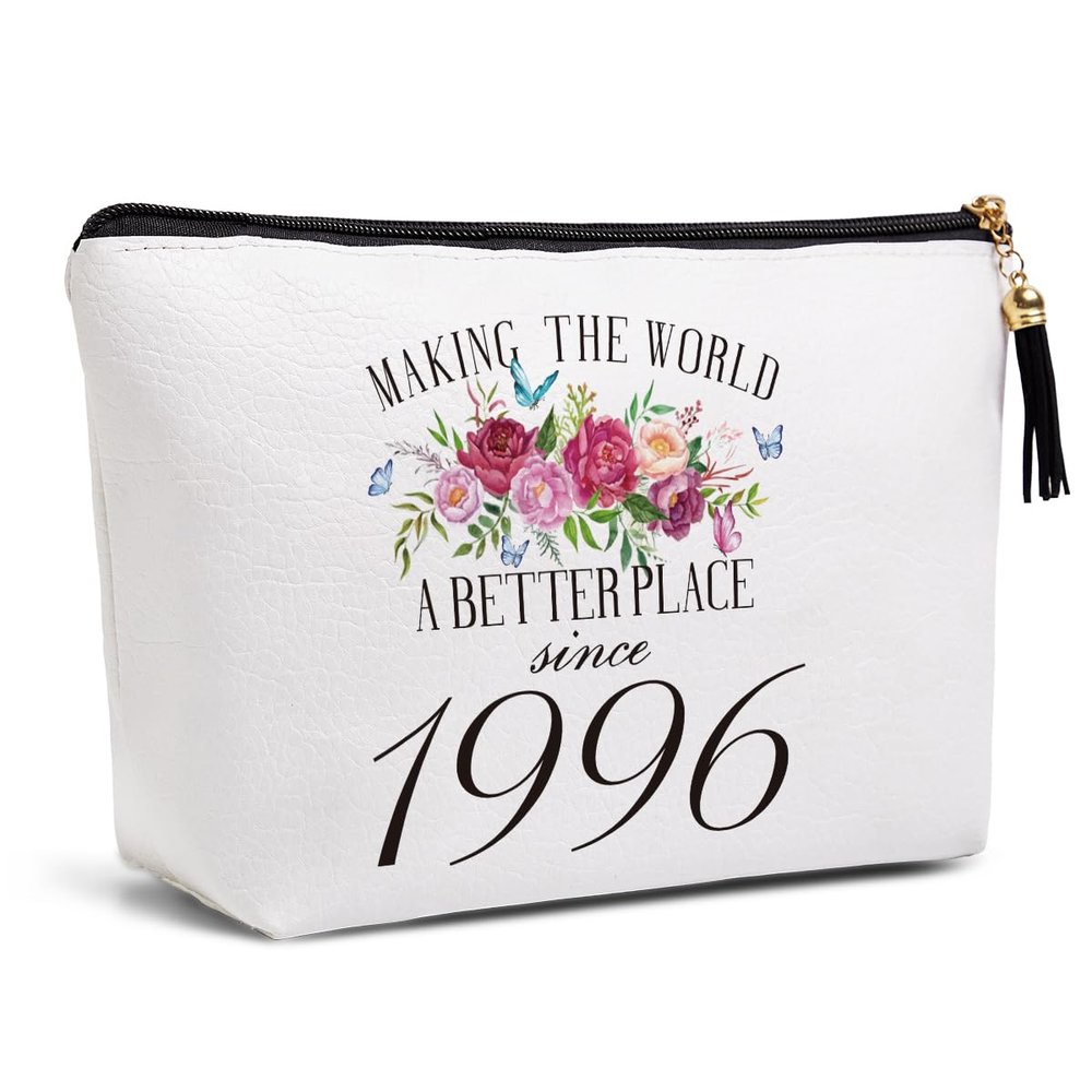 30th Birthday Gifts for Women Friendship Best Friend Gift Ideas for Women Wife Sister Bestie Funny Makeup Bag Travel Toiletries Bags Making the World A Better Place Since 1996 Bday Gift from Mom