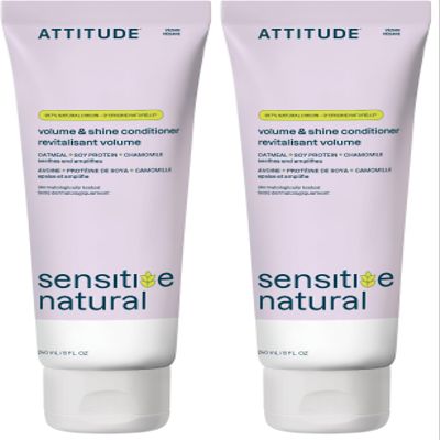 ATTITUDE Volumizing Hair Conditioner for Sensitive Skin, Hypoallergenic Plant- and Mineral-Based Ingredients, Enriched with Oatmeal, Vegan and Cruelty-free Detangler, Chamomile, 8 Fl Oz (Pack of 2)