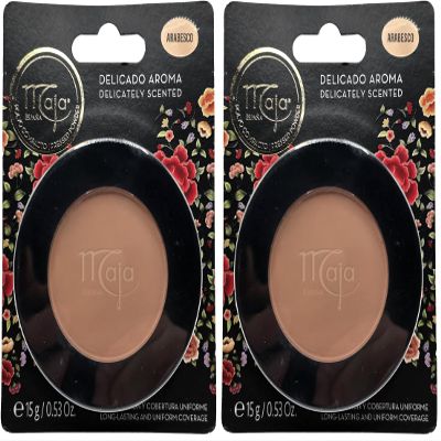 Maja Pressed Compact Powder, Creme Powder for Flawless Uniform Coverage, Skin Matte, Without Shine, Long Lasting Effect, Pressed Powder with Mirror, Arabesco Color, 0.53 Oz, Powder Box (Pack of 2)