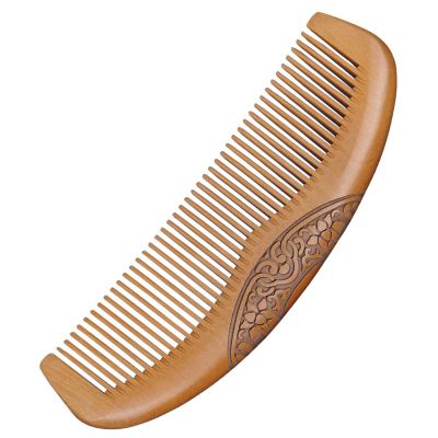 Combs-100% Handmade Natural Green Sandalwood Hair Combs - Anti-Static Sandalwood Scent Natural Hair Detangler Wooden Comb (Light Yellow Moon Comb)