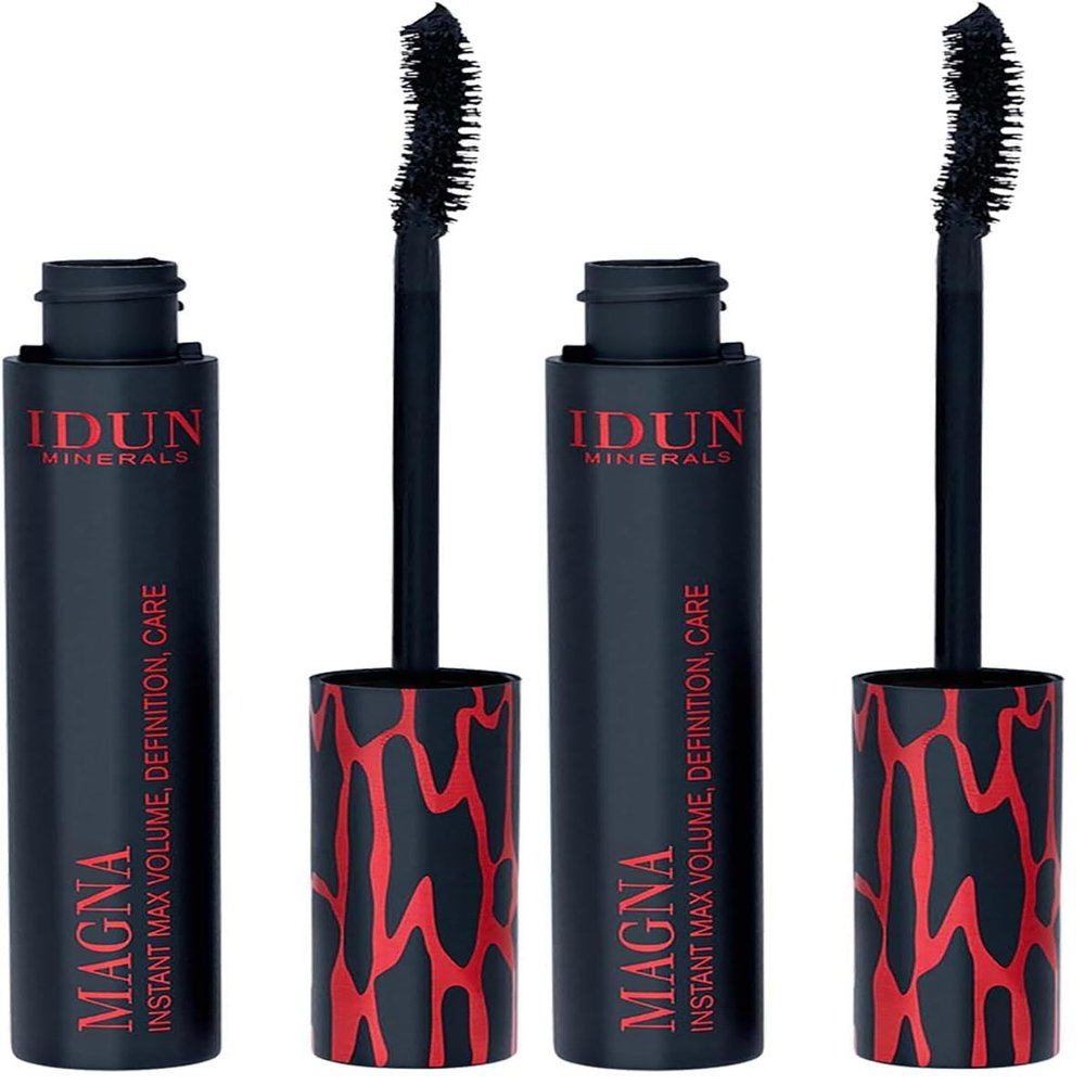 IDUN Minerals Magna Mascara, Volumizing, Clump & Cruelty Free, Lash-Hydrating Mineral Infused with Sunflower Seed Oil & Formulated for Sensitive Eyes, Vegan, 008 Black, 0.44 Oz (Pack of 2)