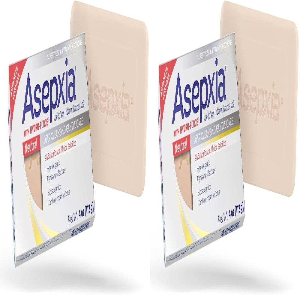 Asepxia Deep Cleansing Gentle Care Acne Treatment Hypoallergenic Bar Soap with Salicylic Acid, 4 Ounce (Pack of 2)