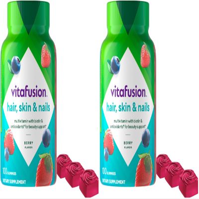 Vitafusion Gorgeous Hair, Skin & Nails Multivitamin Gummy Vitamins, 100ct (Pack of 2)