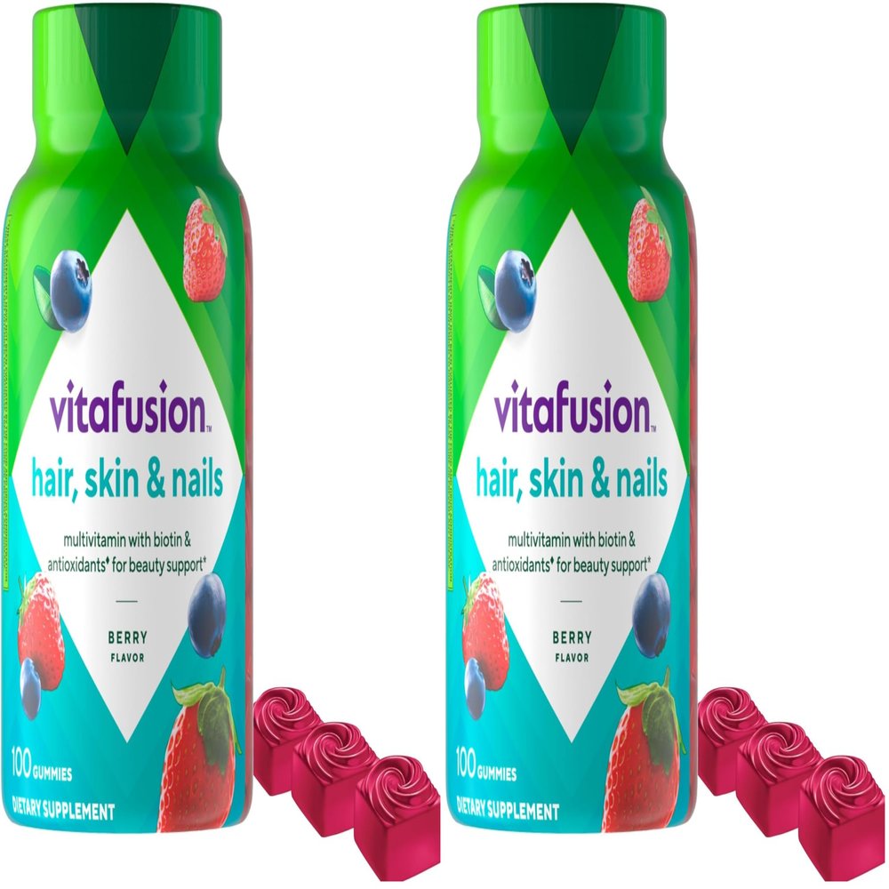 Vitafusion Gorgeous Hair, Skin & Nails Multivitamin Gummy Vitamins, 100ct (Pack of 2)