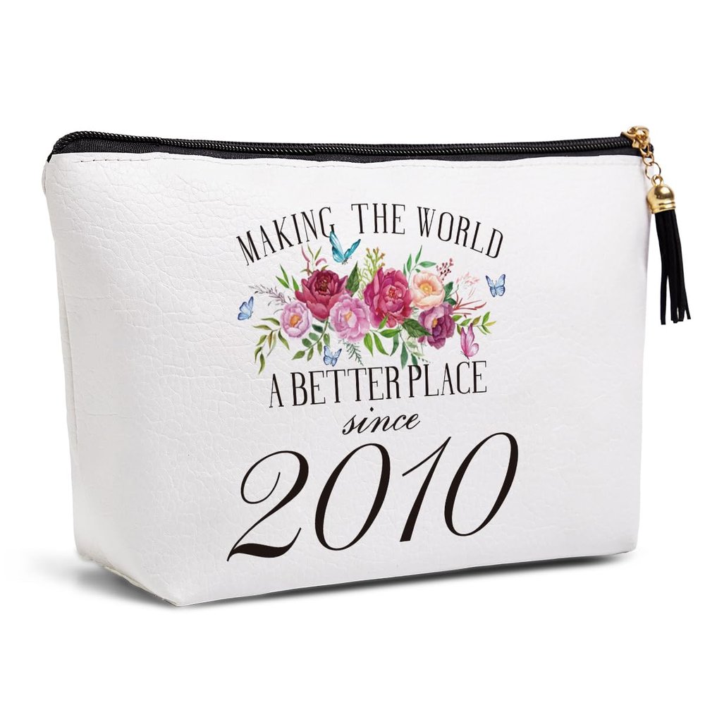 16th Birthday Gifts for Women Sweet 16th Gifts Friendship Gift Ideas for Her Women Teens Sister Funny Makeup Bag Travel Toiletries Bags Making the World A Better Place Since 2010 Bday Gift from Mom
