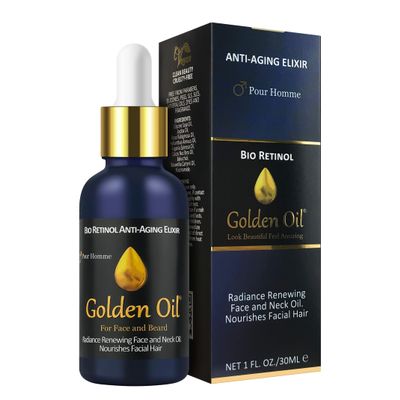 Anti-Aging Bio Retinol Elixir for Men Bakuchiol, Niacinamide & Frankincense Oil Helps Reduce Wrinkles, Fine Lines, Crows Feet & Soothes Delicate Skin. Nourishes the Beard & Skin - 1.0 Fl Oz