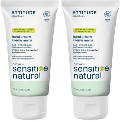 ATTITUDE Hand Cream, EWG Verified, Plant and Mineral-Based Ingredients, Vegan & Cruelty-free Beauty Products for Sensitive Skin, Nourishing, Avocado Oil, 2.5 Fl Oz (Pack of 2)