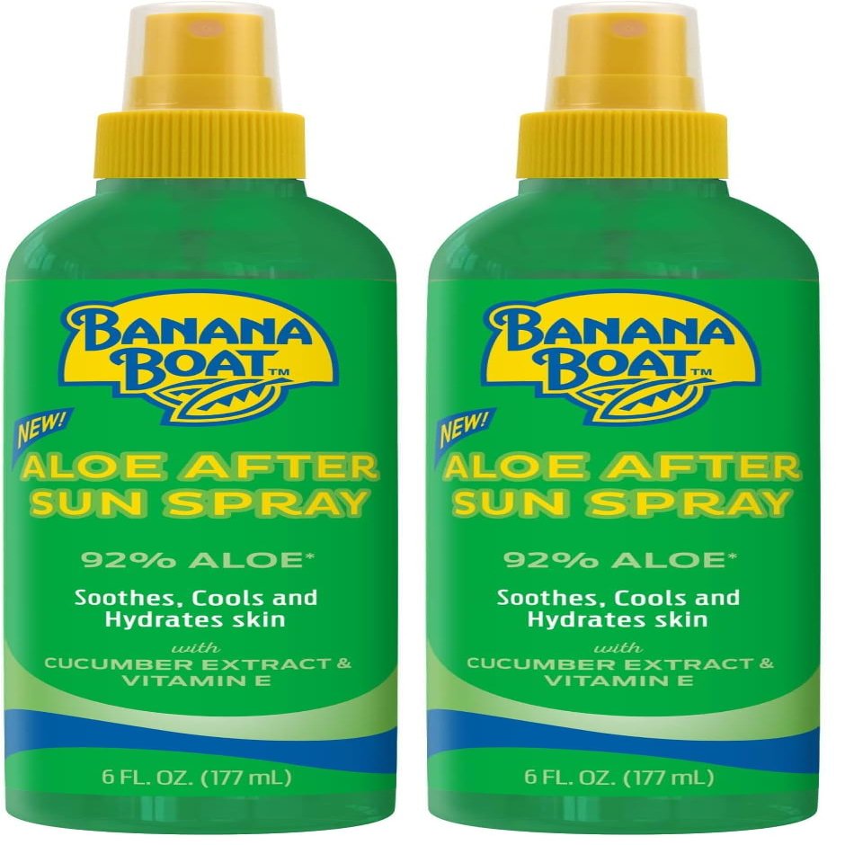 Banana Boat Aloe After Sun Spray with Cucumber Extract & Vitamin E, Broad Spectrum Pump Spray, 6oz. (Pack of 2)